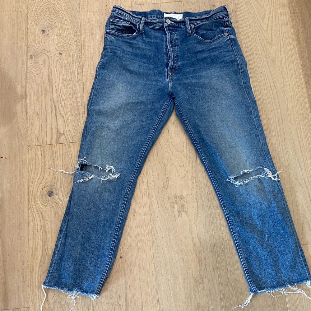 MOTHER SUPERIOR JEANS TOMCAT ANKLE FRAY 34